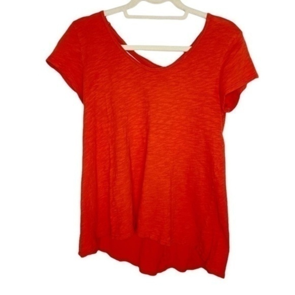 Anthropologie Twist Back Short Sleeve Top Red Size Small